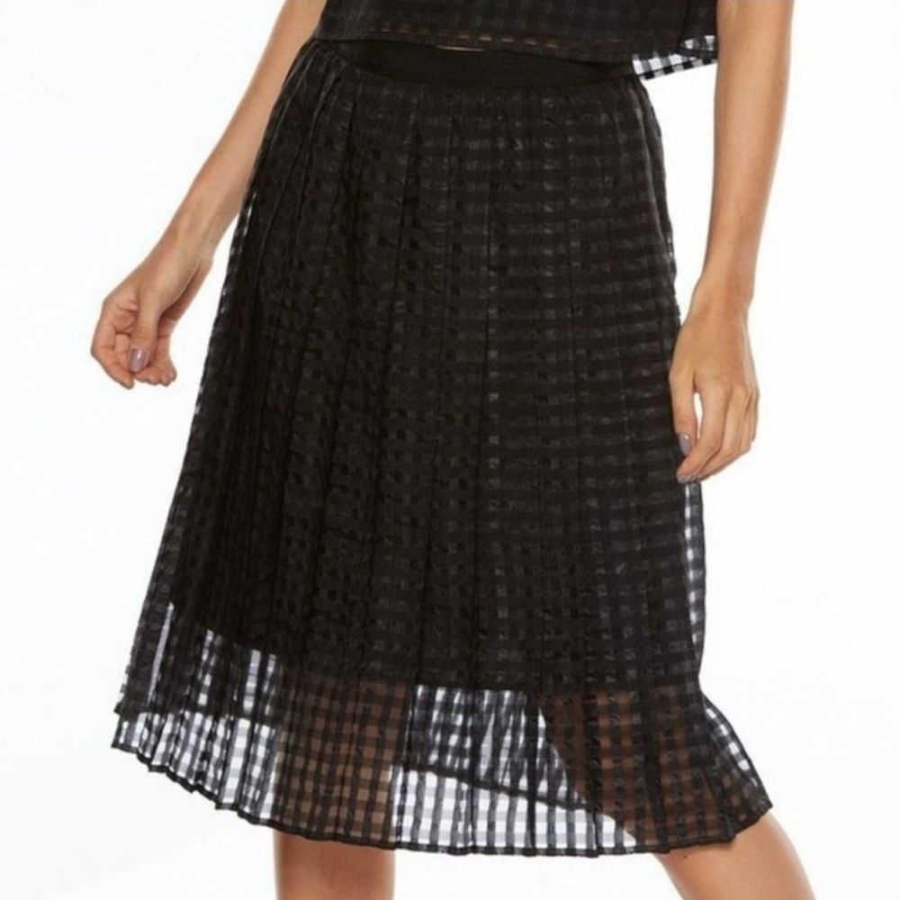 Black Midi Pleated Plaid Black Sheer Size 12 Whimisgoth Witchy